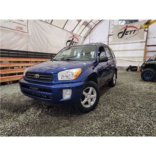 PARKSVILLE - 2002 TOYOTA RAV4, BLUE, 156106 KMS, FOUR WHEEL DRIVE. - B062088