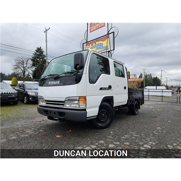 DUNCAN - 2000 NISSAN ATLAS, WHITE, 191172 KMS, REAR WHEEL DRIVE. NO RESERVE - D743294