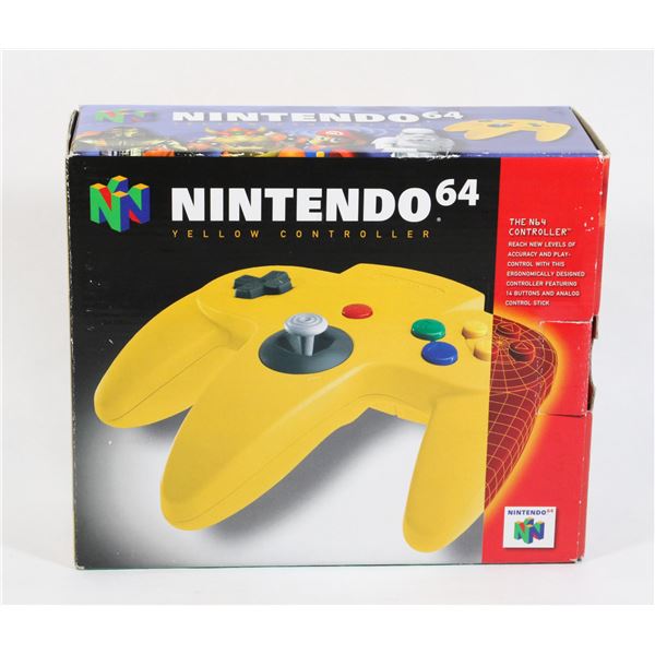 RARE NEW NEVER USED YELLOW BOXED N64 CONTROLLER