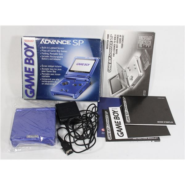 COBALT BLUE GBA SP CONSOLE IN BOX BEAUTIFUL PIECE