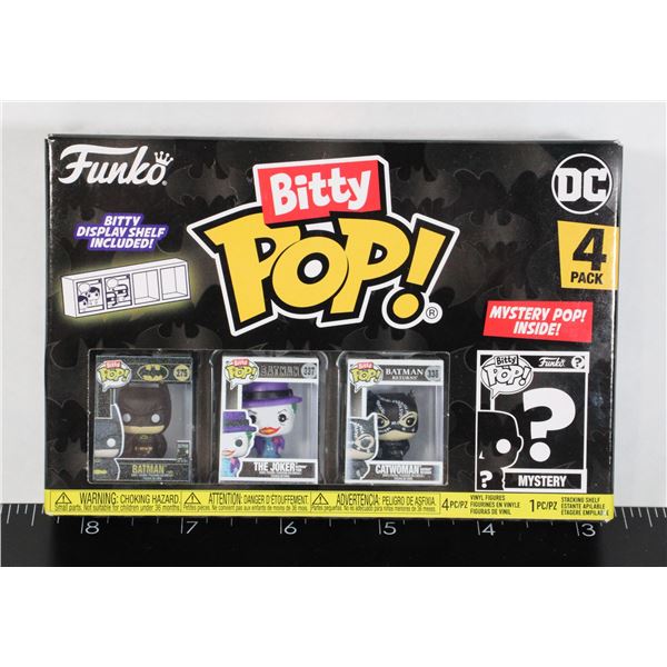 New DC Funko Bitty Pop 4 pk w/displayshelf 2024