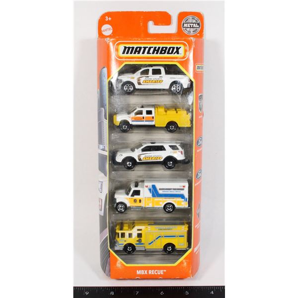 MATTEL MATCHBOX 5 PACK MBX RECUE VEHICLES