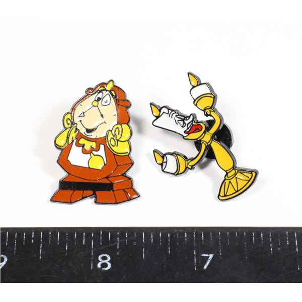 2 NEW BEAUTY AND THE BEAST THEME LAPEL PINS