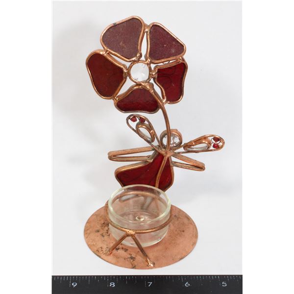 BRASS ANGEL WITH FLOWER TEA LITE HOLDER