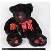 Image 1 : 1 BLACK TEDDY BEAR WEARING A RED BOW TIE WITH PINK