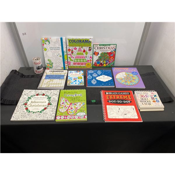 Adult puzzle and colouring books
