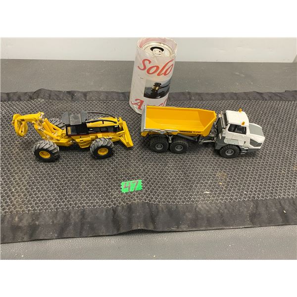 Die cast dump truck and CAT brand excavator