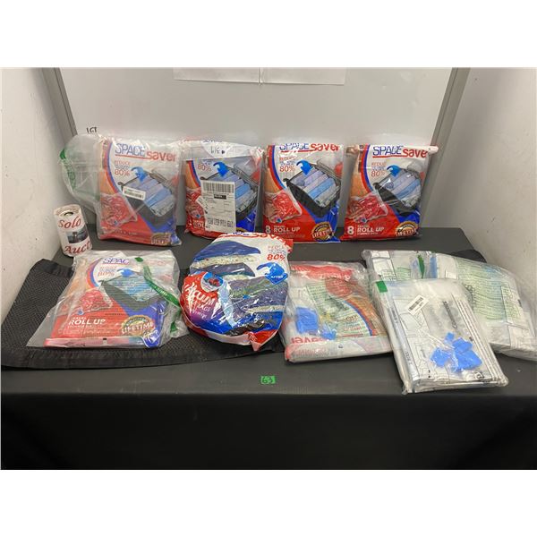 Lot of 8 travel roll up storage bags for space saving while travelling