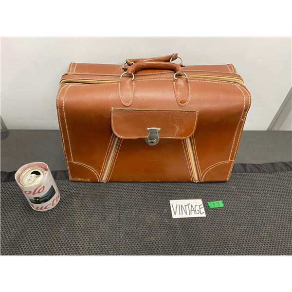 Large leather vintage brief case/ travel bag