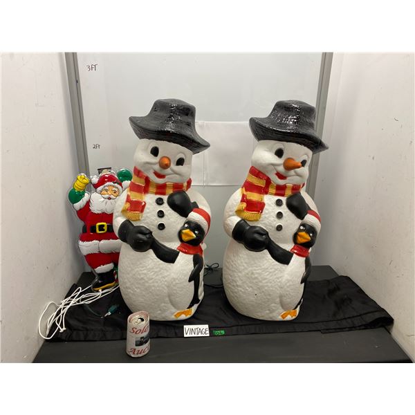 2 - vintage lightup snowmen