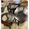 Image 2 : Set of 4, coffee table and 3 side tables, solid wood with glass tops