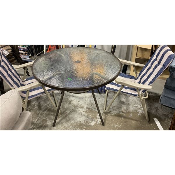 Round patio table with 2 matching chairs