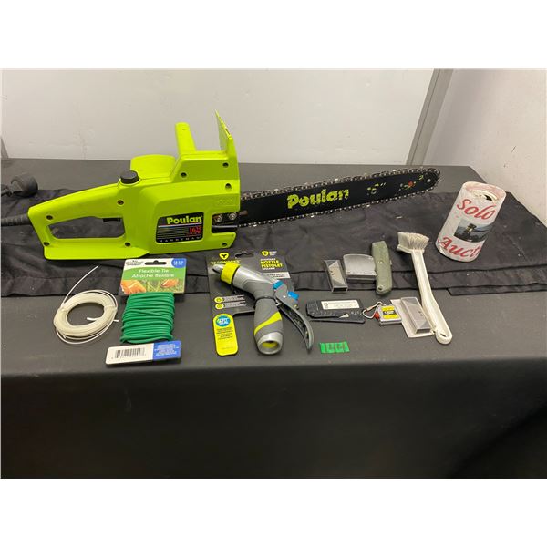 Electric chain saw and assorted garden items