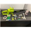 Image 1 : Electric chain saw and assorted garden items