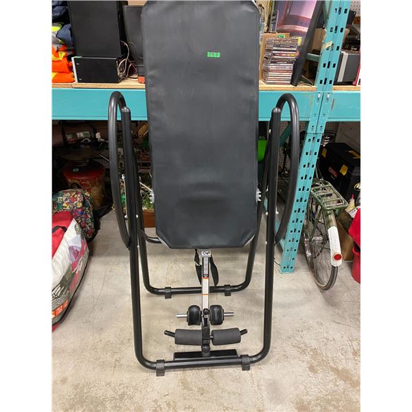 Inversion table used for levelling gravity to decompress the spine