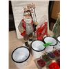 Image 2 : Lot of new assorted Christmas dishes & Décor items, including a wooden santa