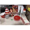 Image 1 : Lot of new Christmas dishes/ ornaments/snowman cookie jar