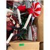 Image 2 : Large box of Christmas décor items - vintage elves, rope lights & candy lights