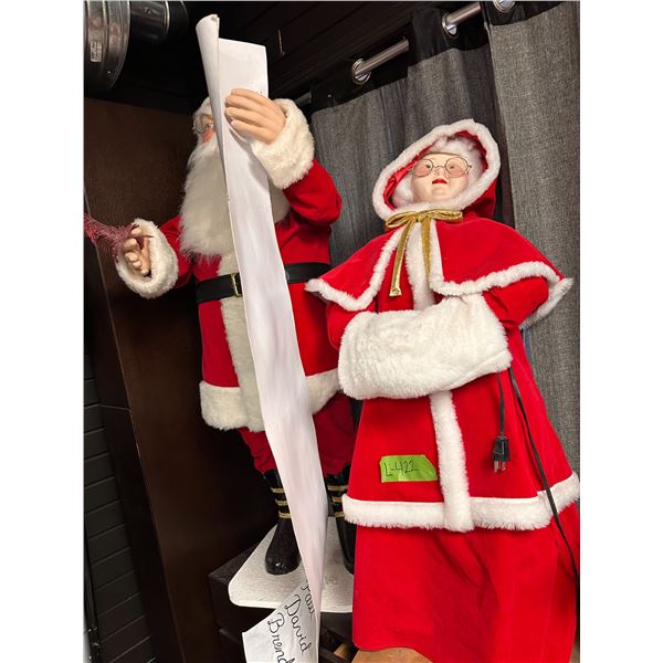 Large Santa and Mrs. Claus animated ornaments 3-4 ft tall
