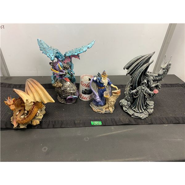 Lot of dragon/wizard decorative ornaments