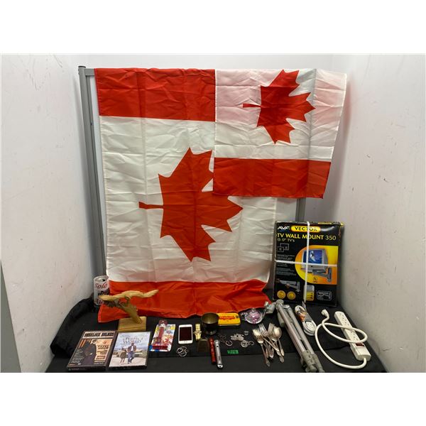 Canadian flags and assorted household items