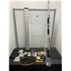 Image 1 : Fishing pole and assorted lures, fishing net and more