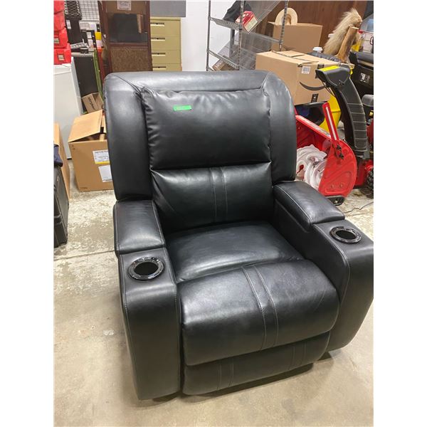 Black leather type power recliner