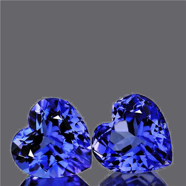 Natural  Purple Blue Tanzanite Heart Pair [Flawless-VVS]