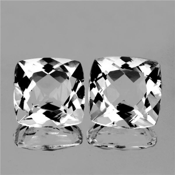 Natural Cushion White Topaz Pair 11.00 MM - {Flawless-VVS1}