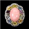 Image 1 : Natural Pink Opal & Sapphire Ring