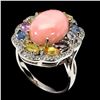 Image 2 : Natural Pink Opal & Sapphire Ring