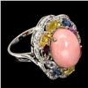 Image 3 : Natural Pink Opal & Sapphire Ring