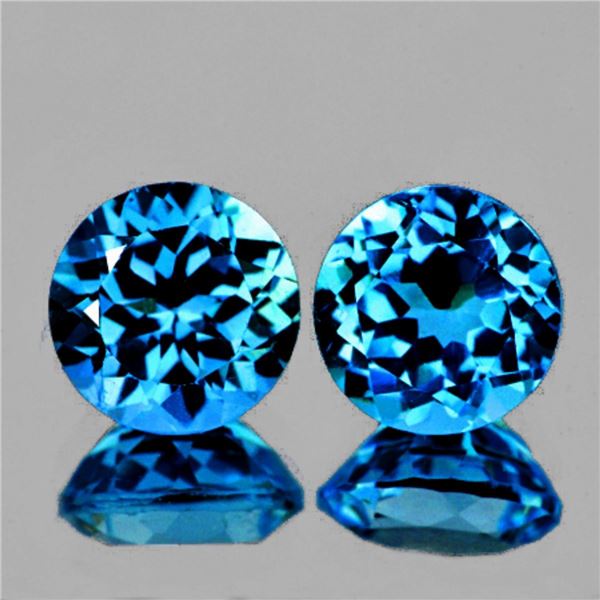 Natural Swiss Blue Topaz Pair {Flawless-VVS1}