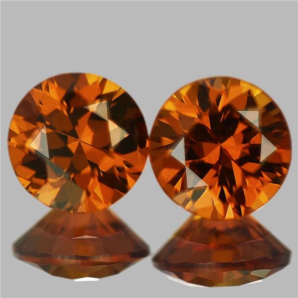Natural Mandarin Orange Spessartite Garnet Pair{Flawless-VVS1}