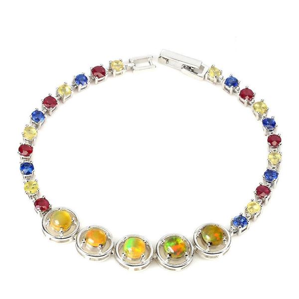 Natural Opal Multi Color Sapphire & Ruby Bracaelet