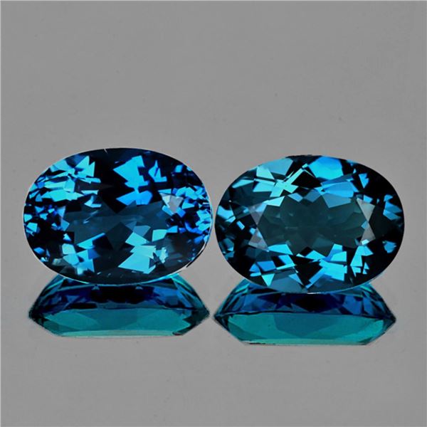 Natural Intense London Blue Topaz Pair {Flawless-VVS1}