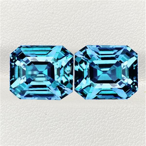 Natural Cambodian Blue Zircon Pair {Flawless-VVS1}