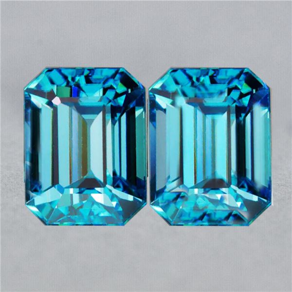 Natural Cambodian Blue Zircon Pair {Flawless-VVS1}