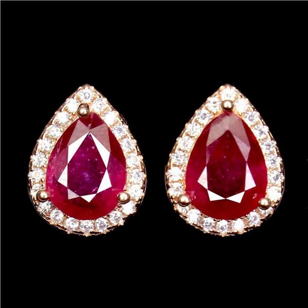 Natural Stunning Red Ruby Earrings