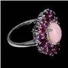 Image 2 : Natural Pink Opal  & Rhodolite Garnet Ring