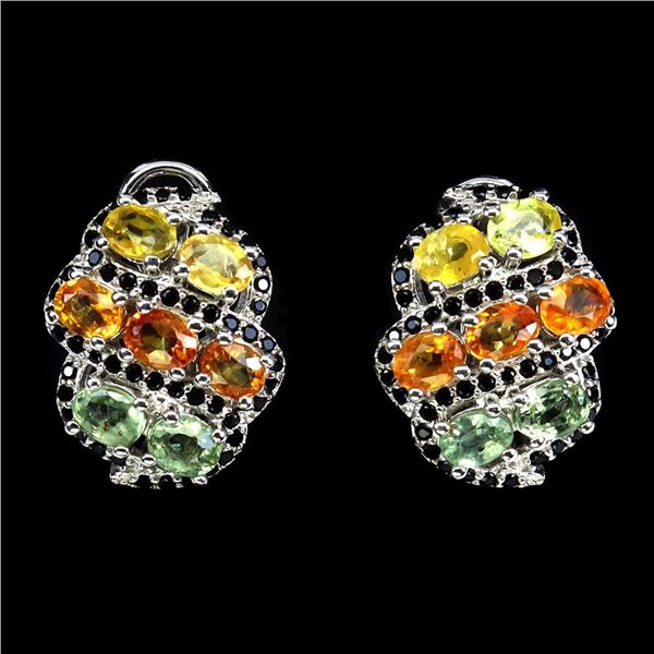 Natural Fancy Sapphire &  Black Spinel Earrings