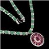 Image 3 : Natural Pigeon Blood Red Ruby & Colombian Emerald  Necklace