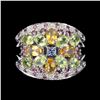 Image 1 : Natural Citrine Peridot Rhodolite Garnet Ring