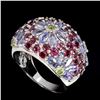 Image 2 : Natural Tanzanite Peridot Garnet Ring