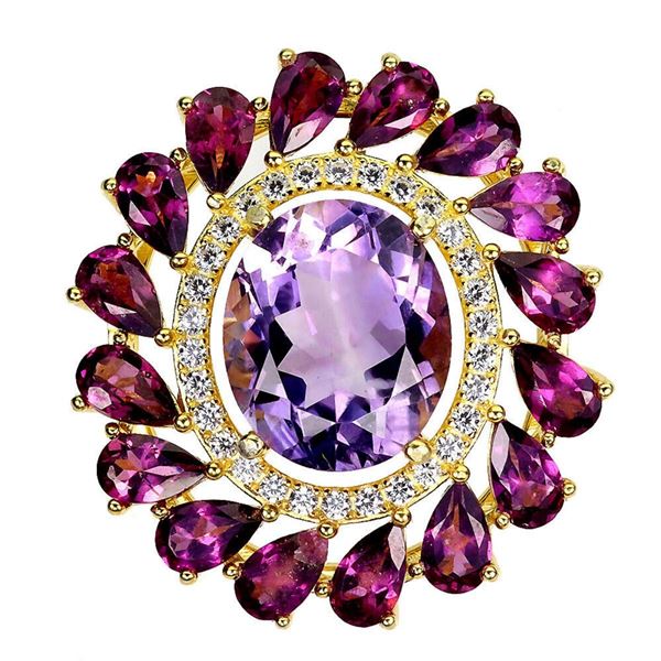 Natural  Amethyst & Rhodolite Garnet Pendant