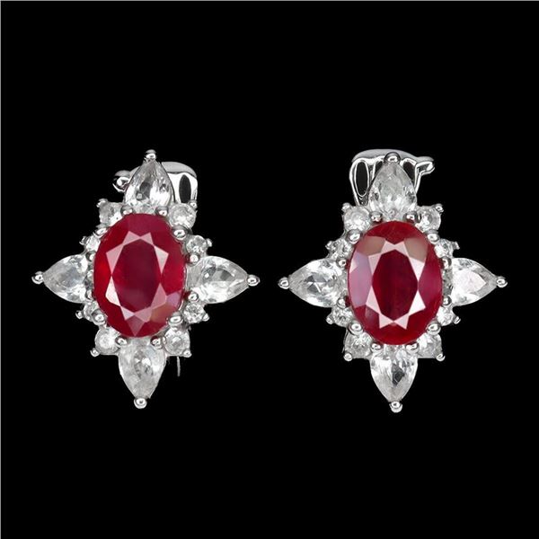 Natural Pigeon Blood Red Ruby Earrings