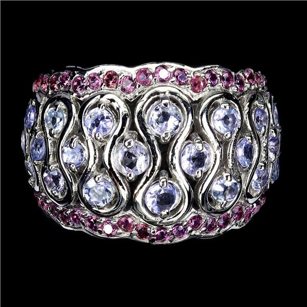 Natural  Tanzanite Rhodolite Garnet Ring