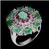 Image 1 : Natural  Emerald Peridot Rhodolite Ring