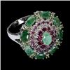 Image 2 : Natural  Emerald Peridot Rhodolite Ring