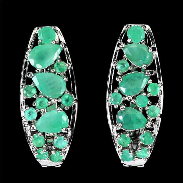 Natural Pear Colombian Green Emerald Earrings